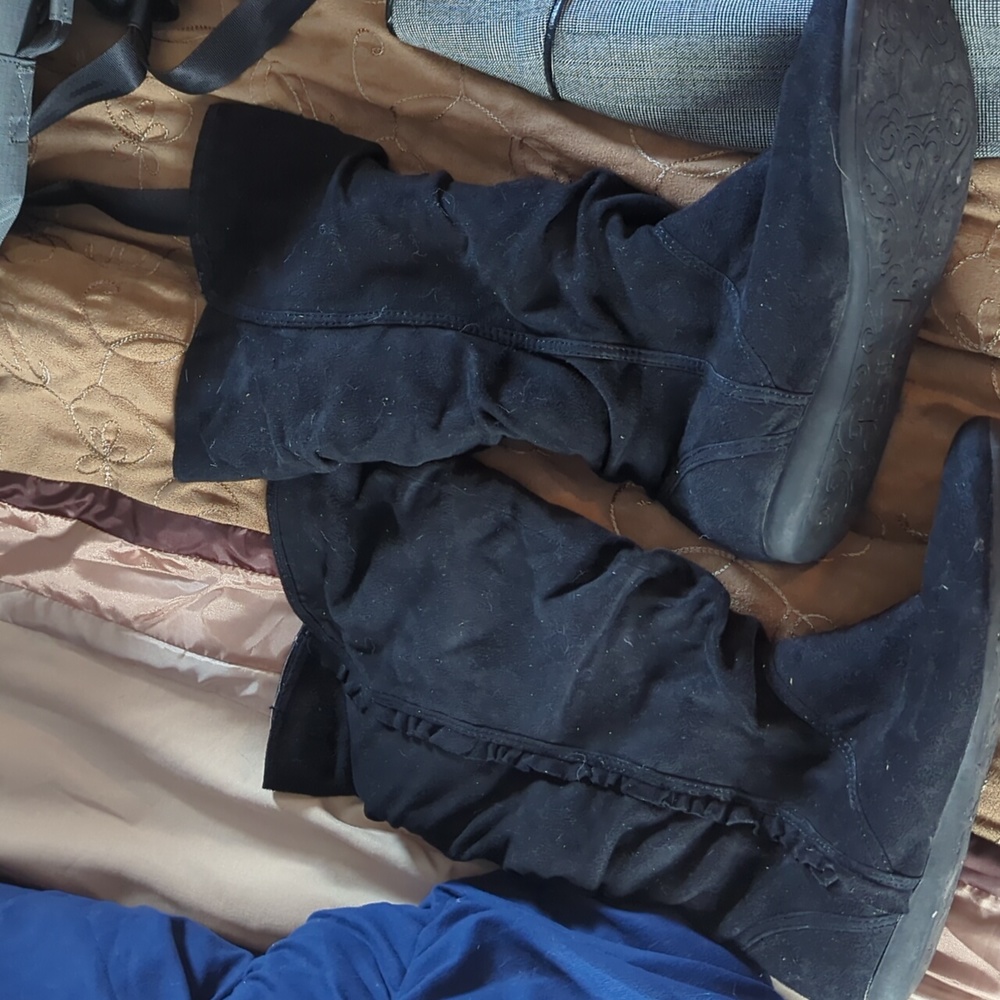 Black calf length boots
